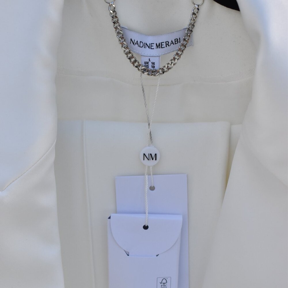 Nadine Merabi Pearl Suit – White Blazer & Trousers Set, BNWT, Size US 6